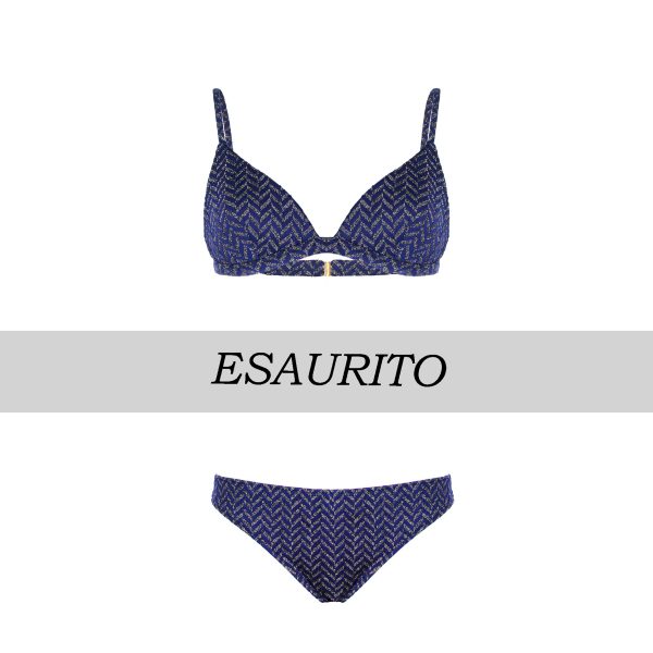 Wikini - Costume Regular Dettagli Lurex Blu