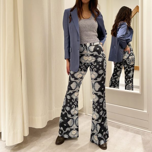 Bazar Deluxe - Pantaloni a Zampa Fantasia Etnica Azzurro