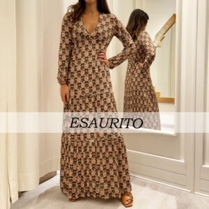 Wikini - Abito Lungo ML Fiori Grandi