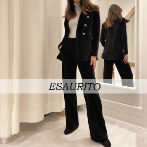 Circolo 1901 - Pantaloni Palazzo Velour Nero