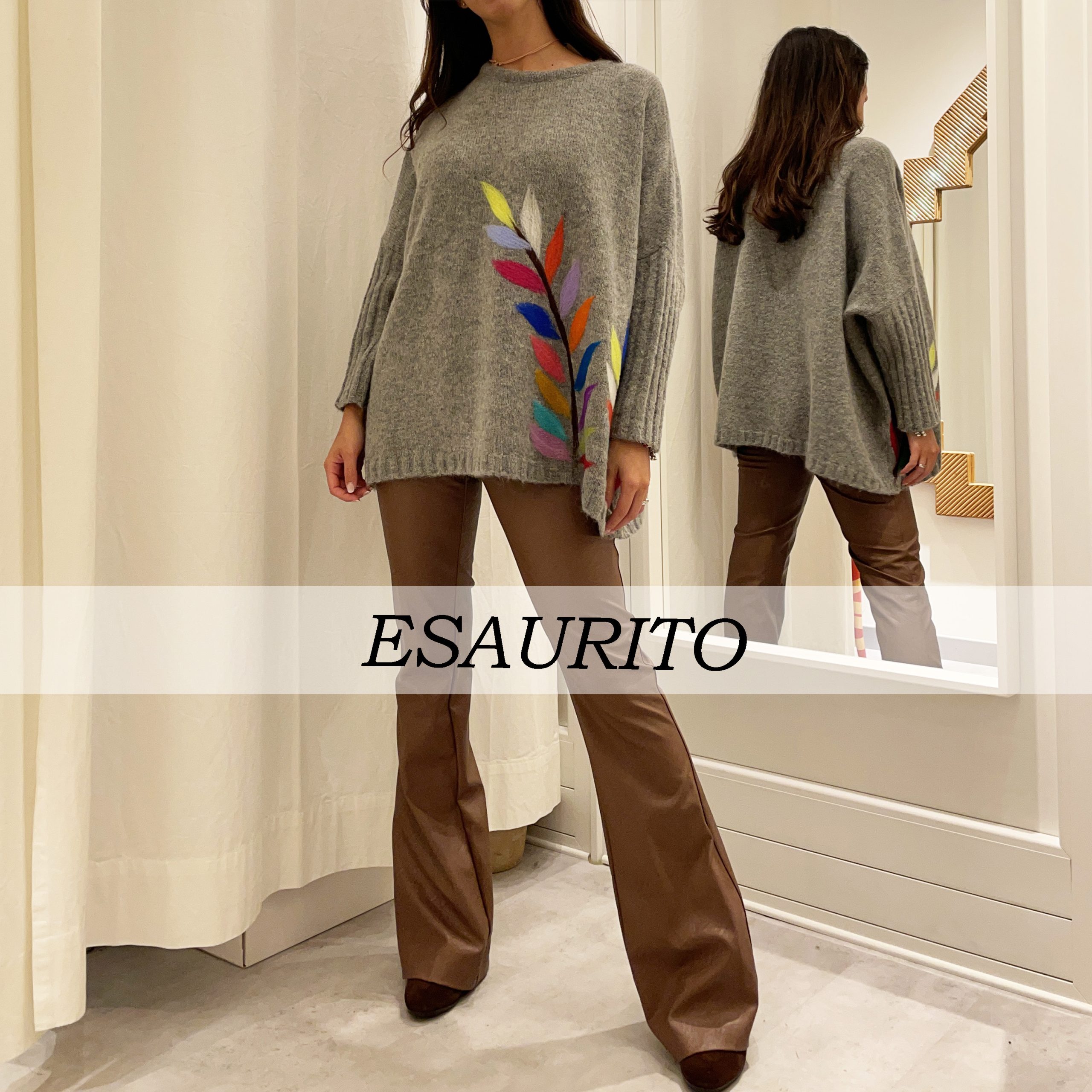 Kiltie - Pantaloni Zampa Ecopelle Cuoio