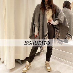 D’Aniello – Mantella Morbida Grigia con Frange